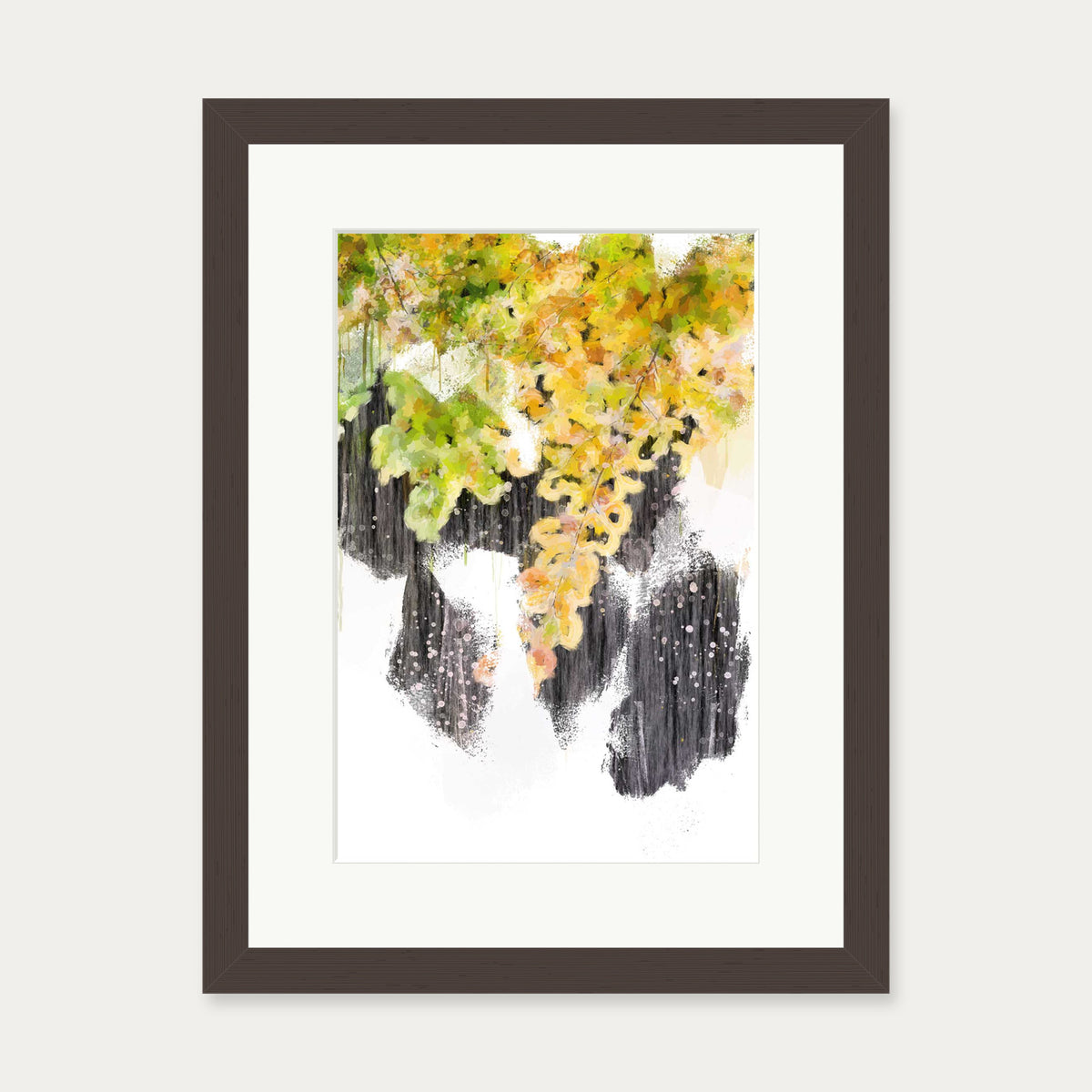 Japanese Botanical Art Print — 30 x 40 cm — Brown Frame