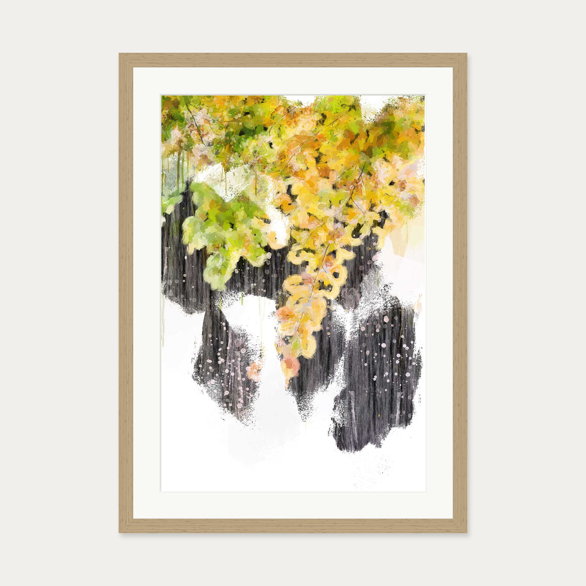 Japanese Botanical Art Print — 50 x 70 cm — Oak Frame