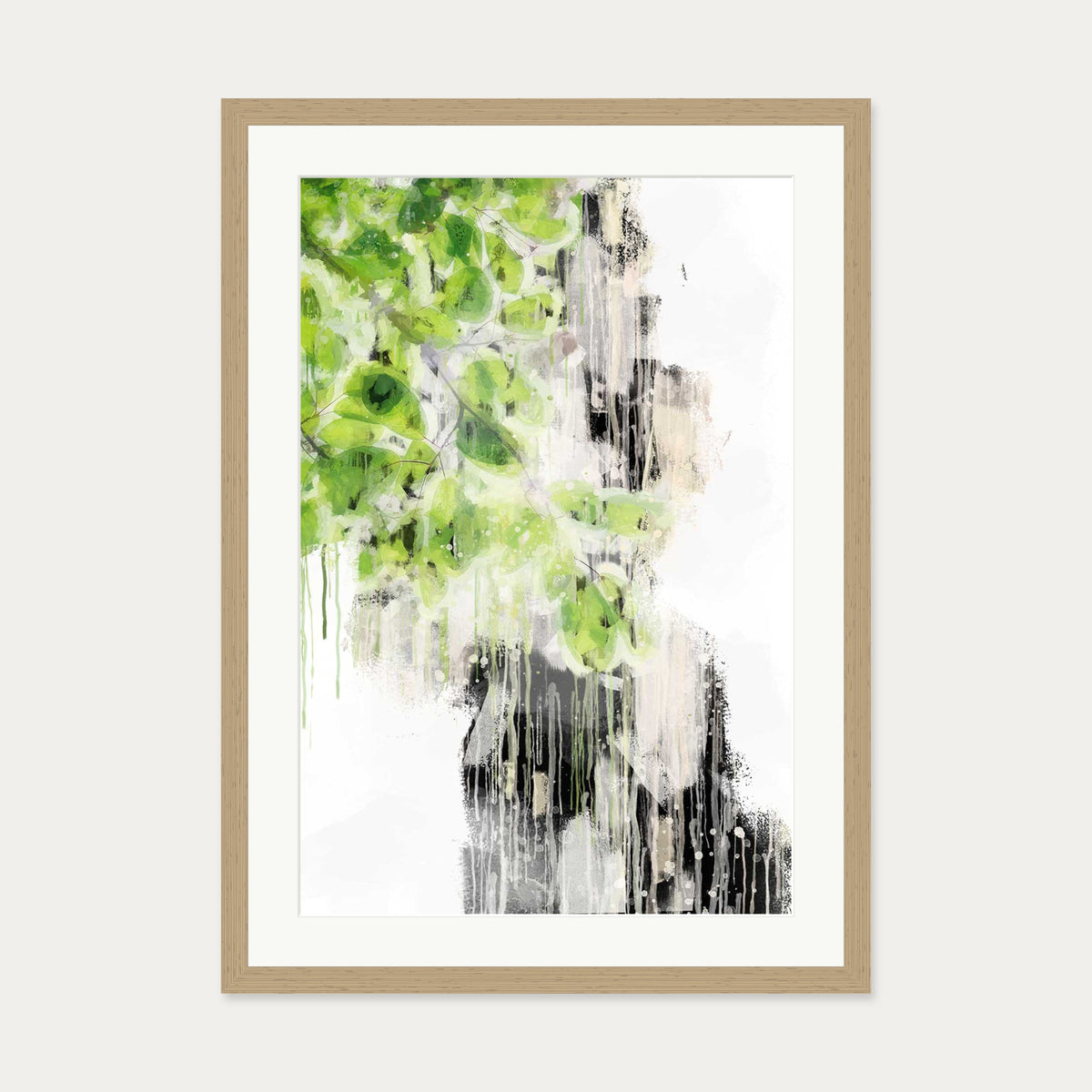 Japanese Botanical Stem Art Print — 50 x 70 cm — Oak Frame