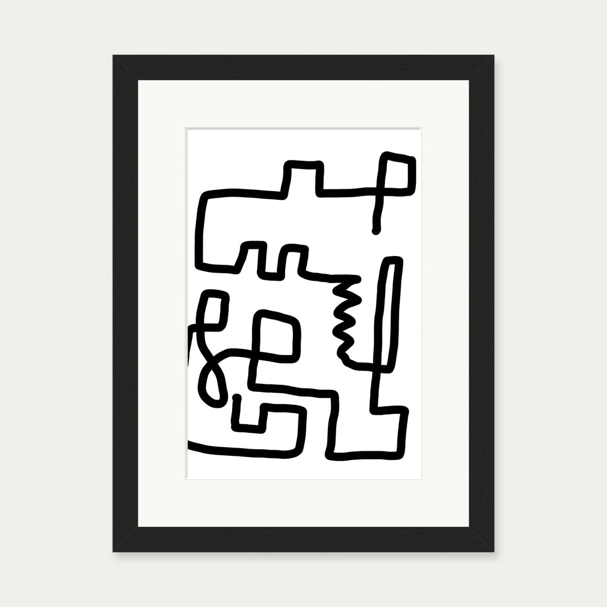 Labyrinth Line Art Print — 30 x 40 cm — Black Frame