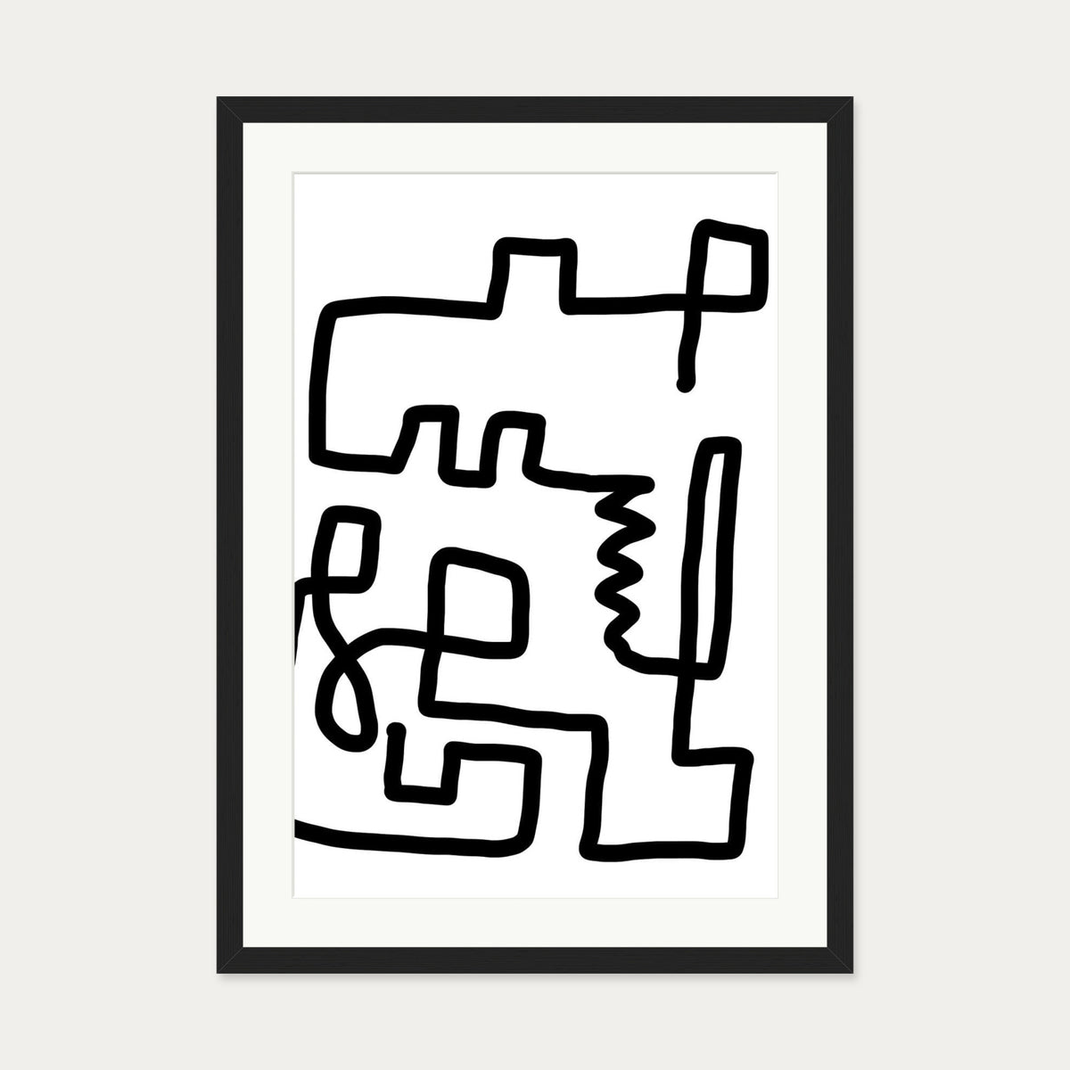 Labyrinth Line Art Print — 50 x 70 cm — Black Frame