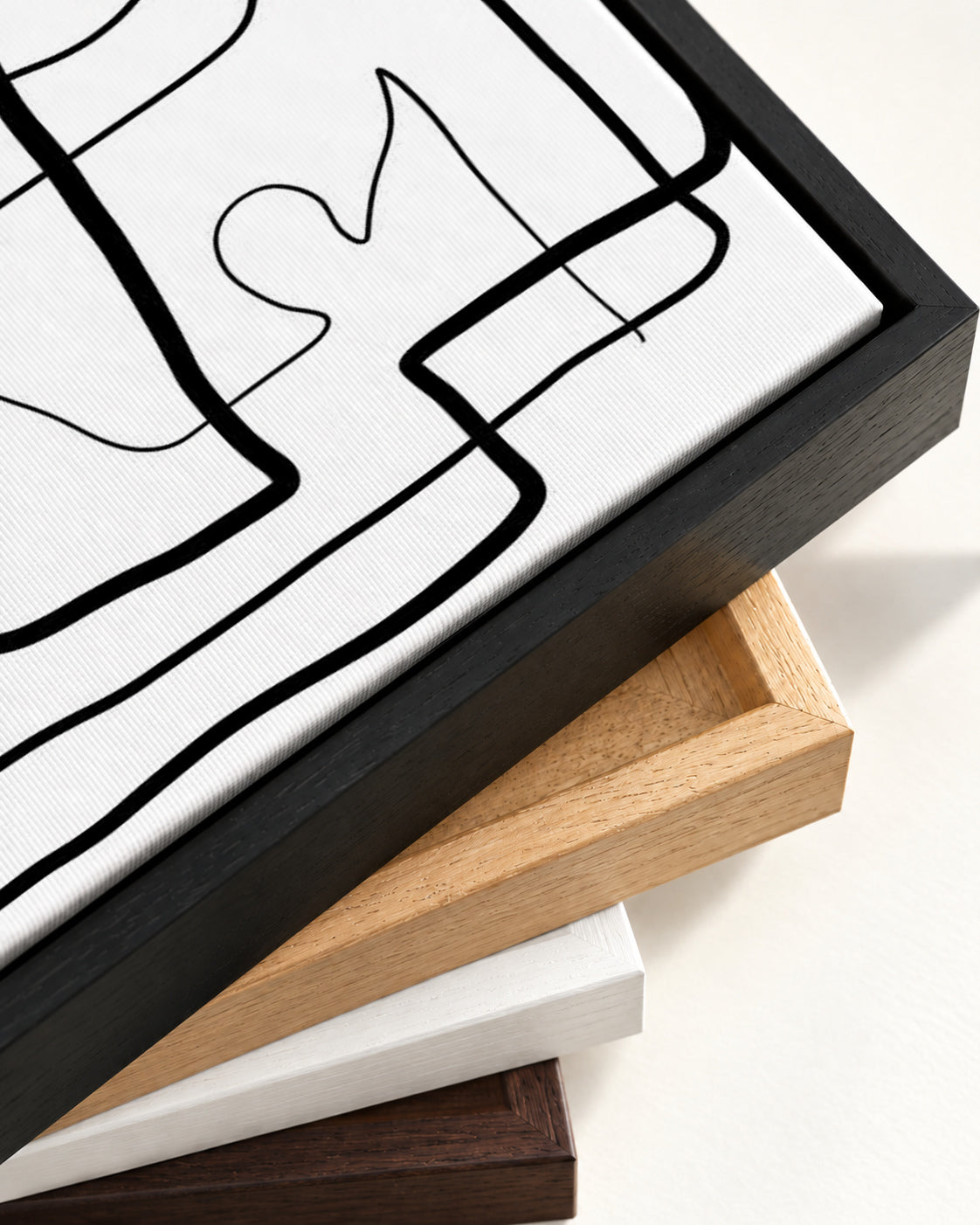 Monochrome Labyrinth Canvas Art — framed canvas corner and wrapped canvas detail