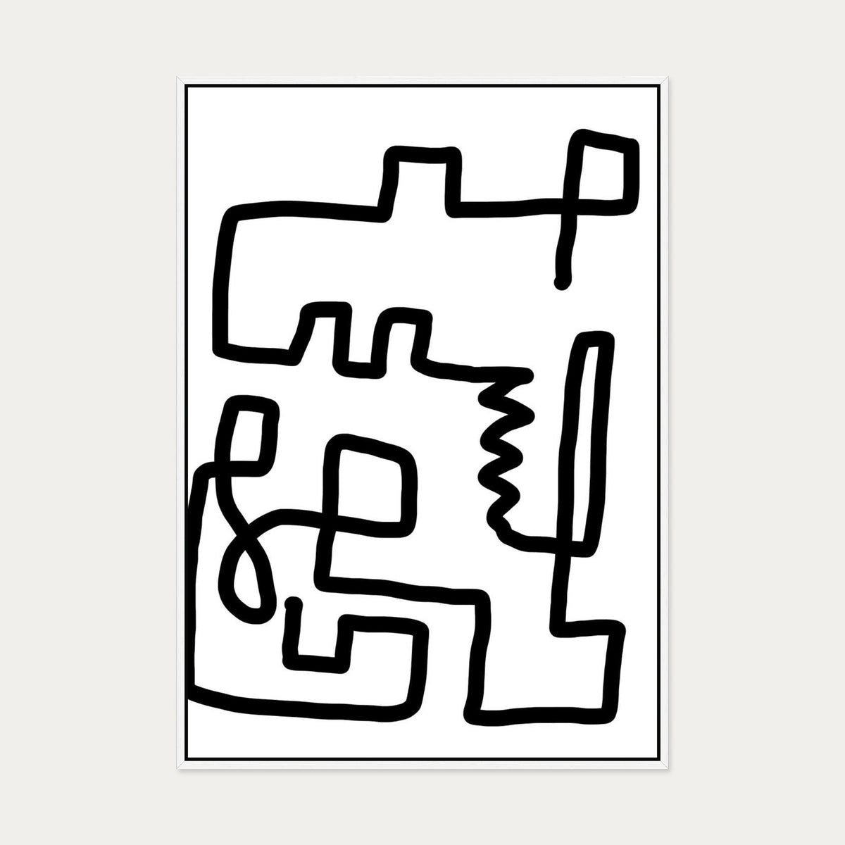 Labyrinth Line Canvas Art — 70 x 100 cm — White Frame