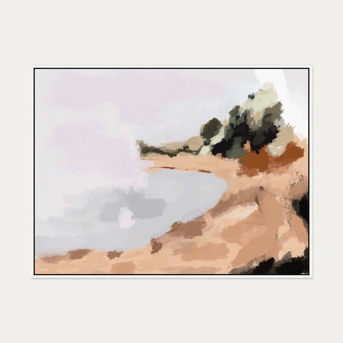 Landscape Study I Canvas Art — 90 x 120 cm — White Frame