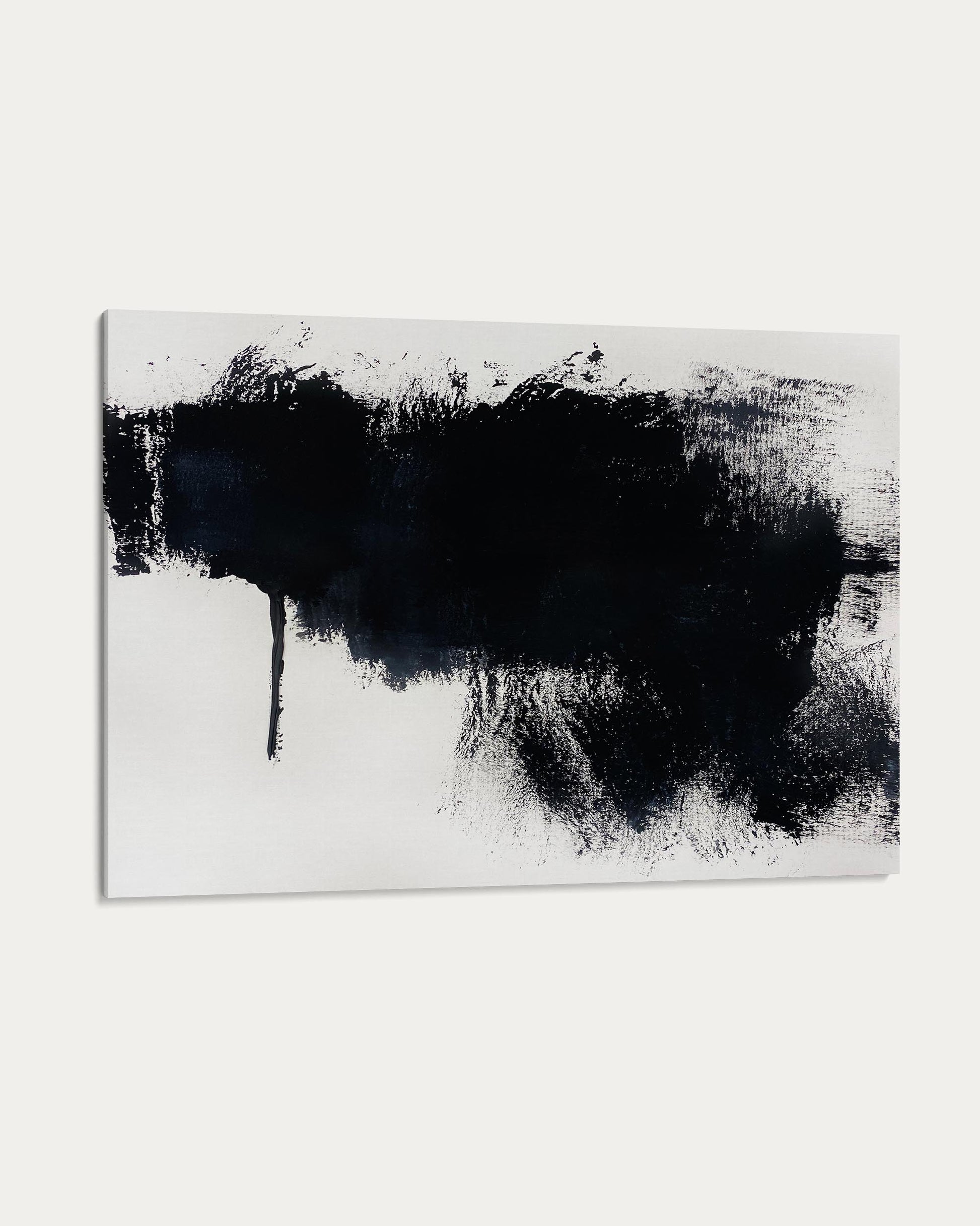 Abstract black and white painting on a white background