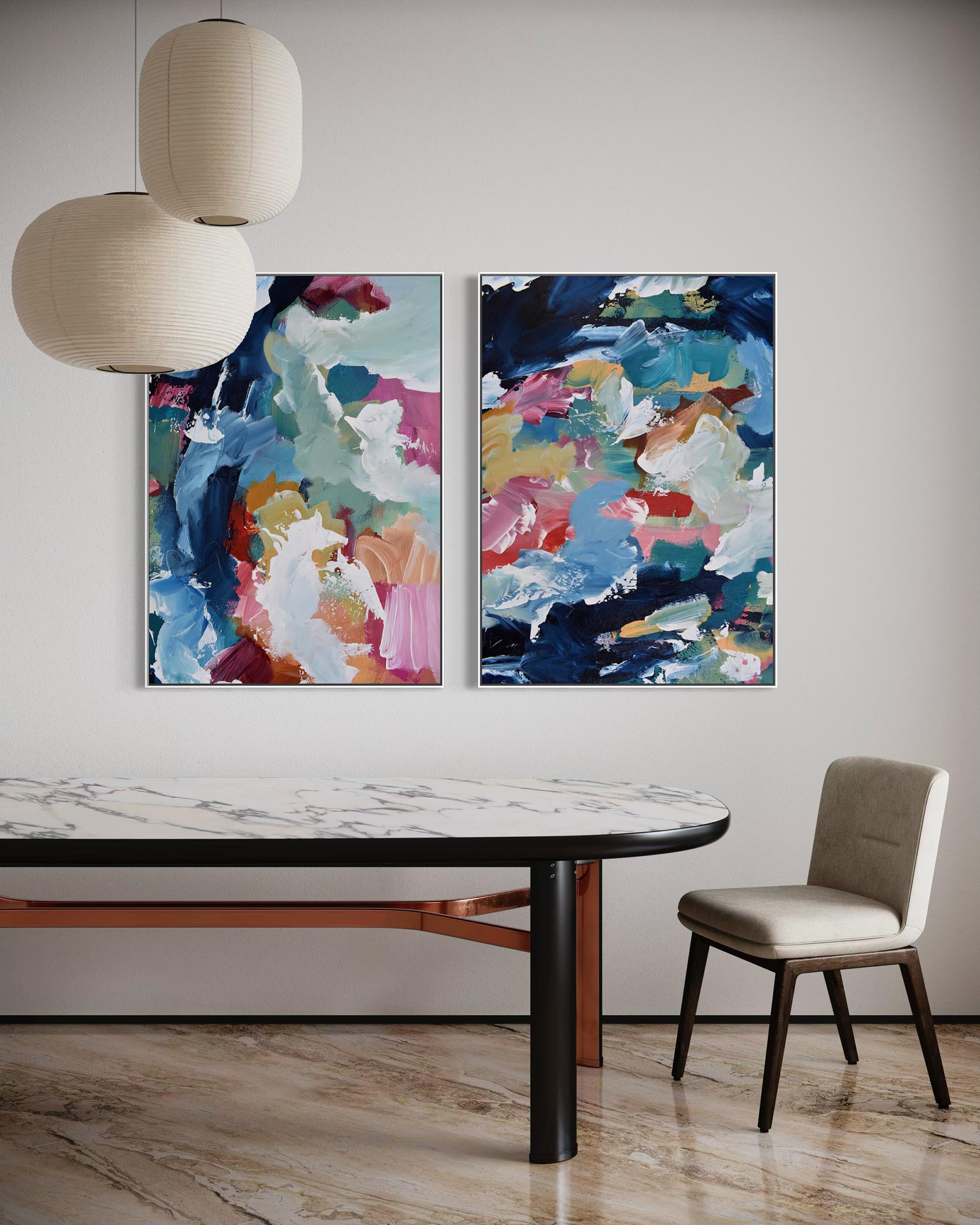 Bright & Colourful Abstract Canvas Set Of 2