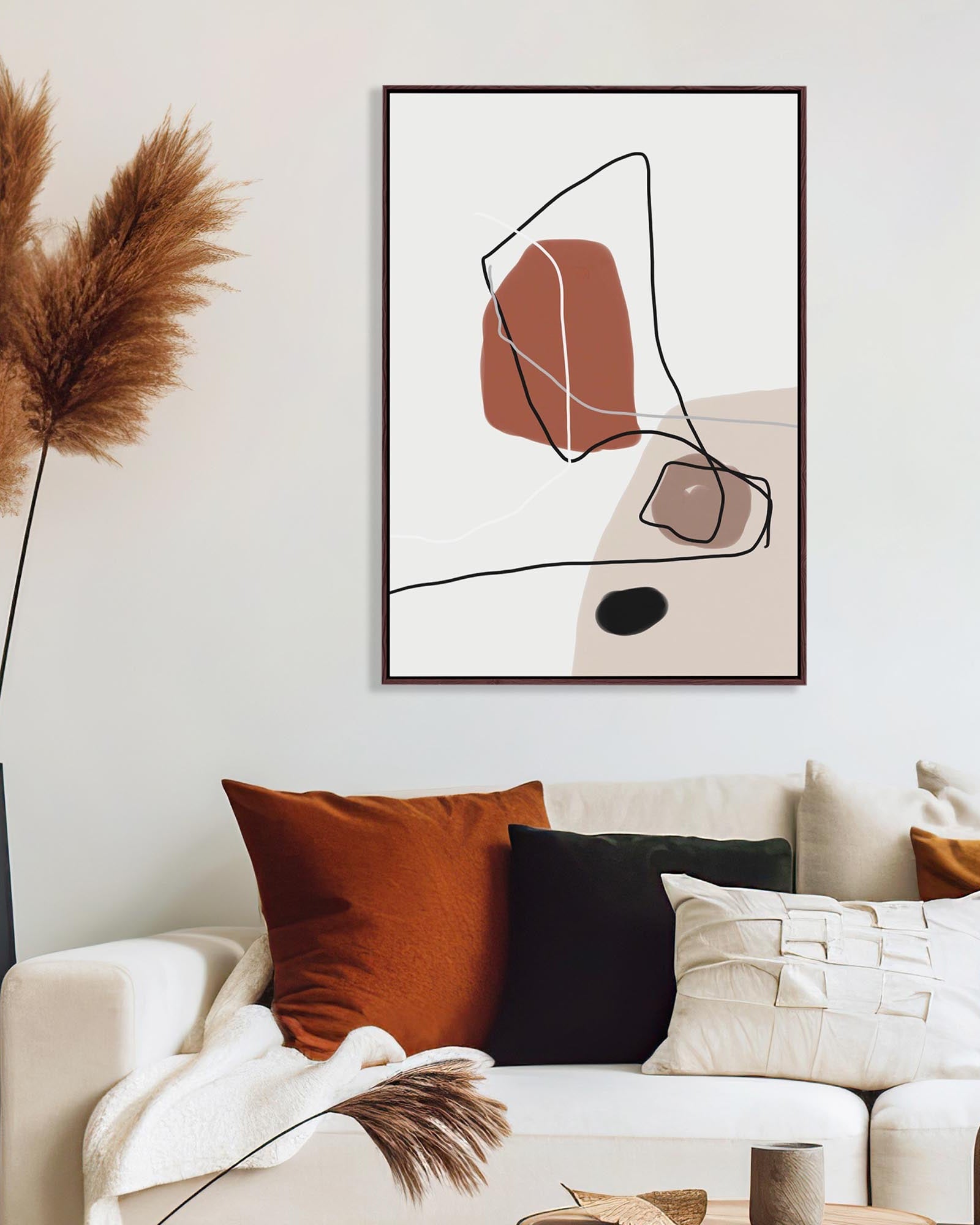 Mid Century Design Framed Canvas-Abstract House