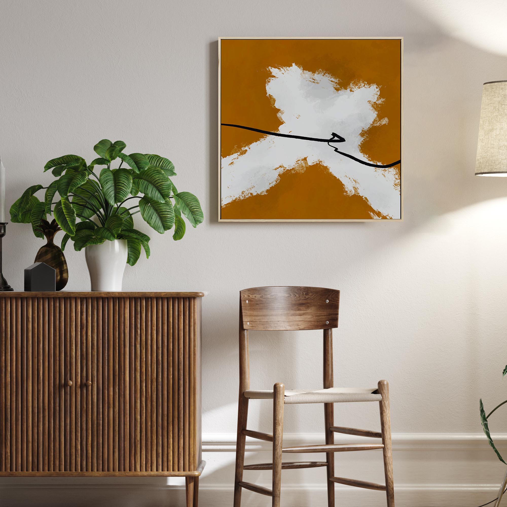 Burnt Orange Haze II Framed Canvas