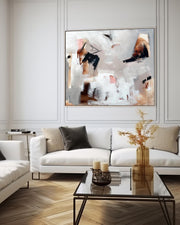 extra large abstract painting above sofa in modern living room