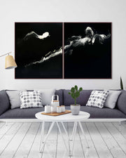 Pitch Black Sea | Diptych Original Painting | 200x120cm