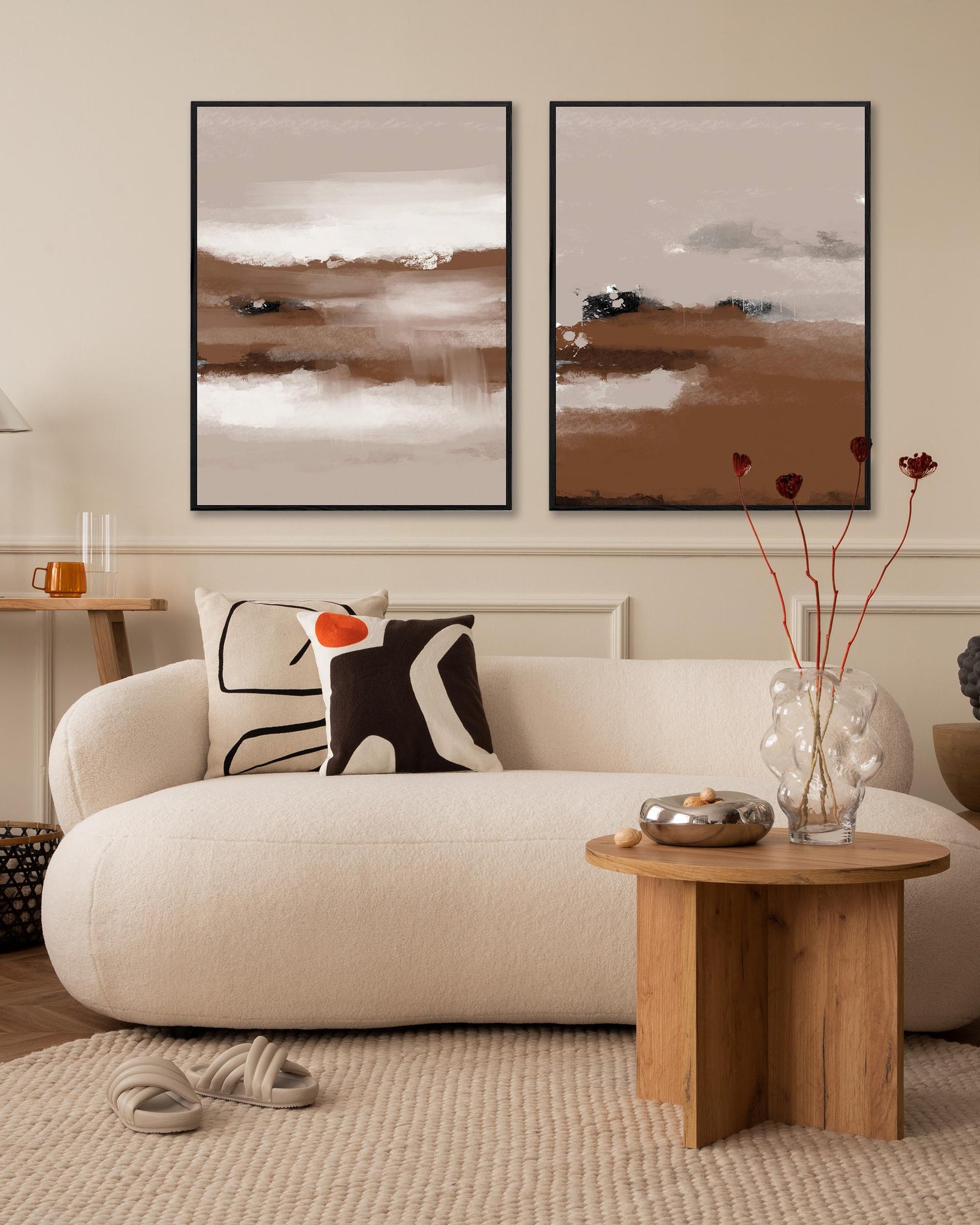 big canvas wall brown abstract landscape wall art in modern living room