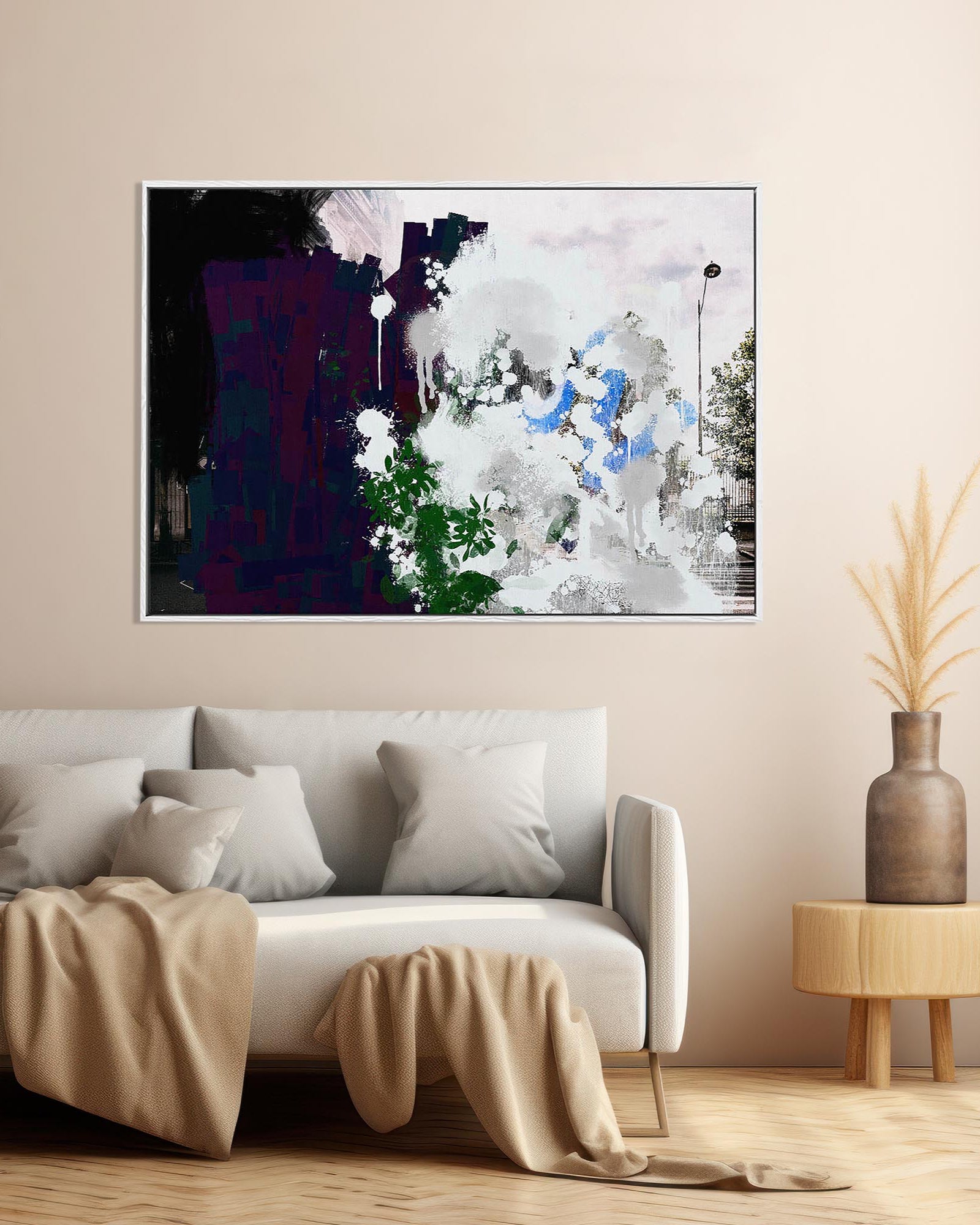 Abstract City Park Framed Canvas-Abstract House
