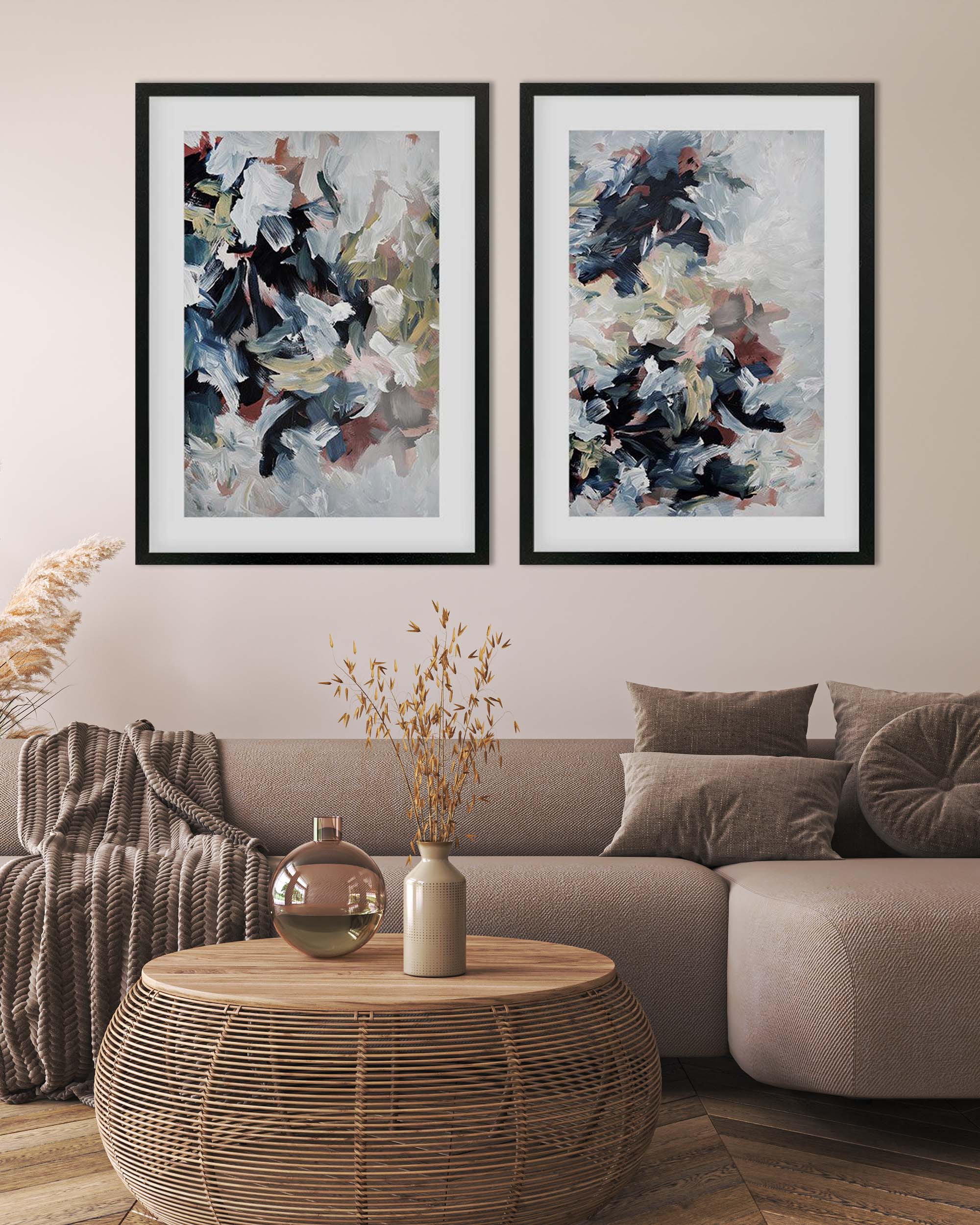 Abstract Blush River Tones Set Of 2 Prints