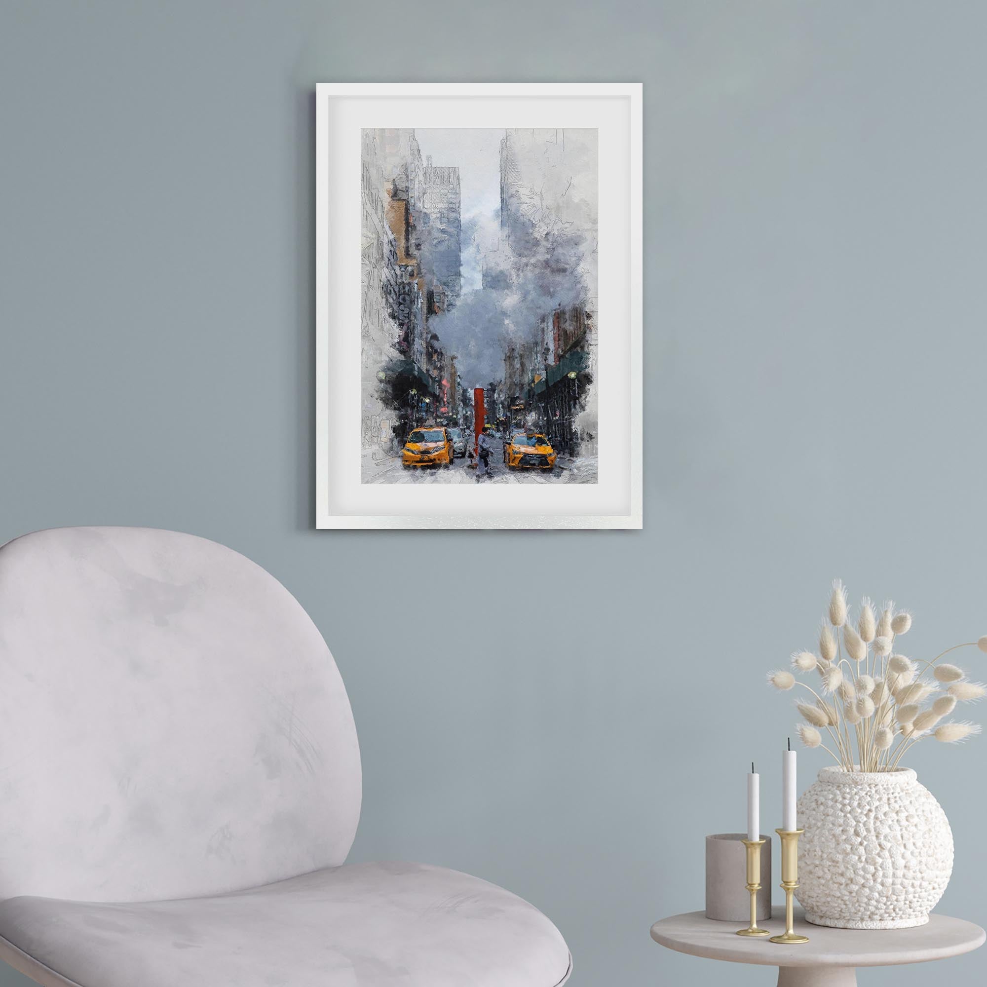 New York Watercolour Framed Art