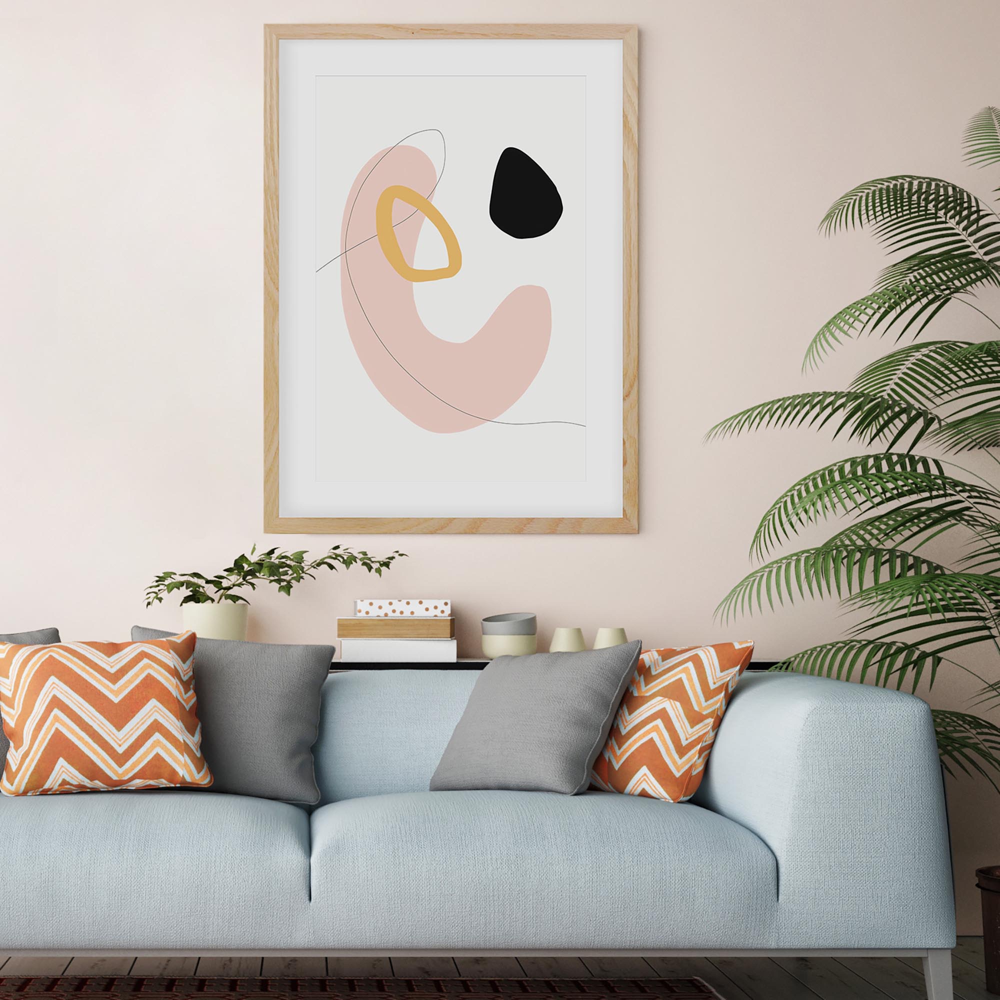 Organic Bean Shapes Framed Art