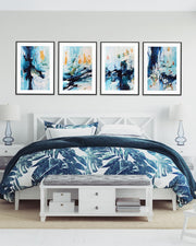Abstract Teal And Gold Tones - Print Set Of 4