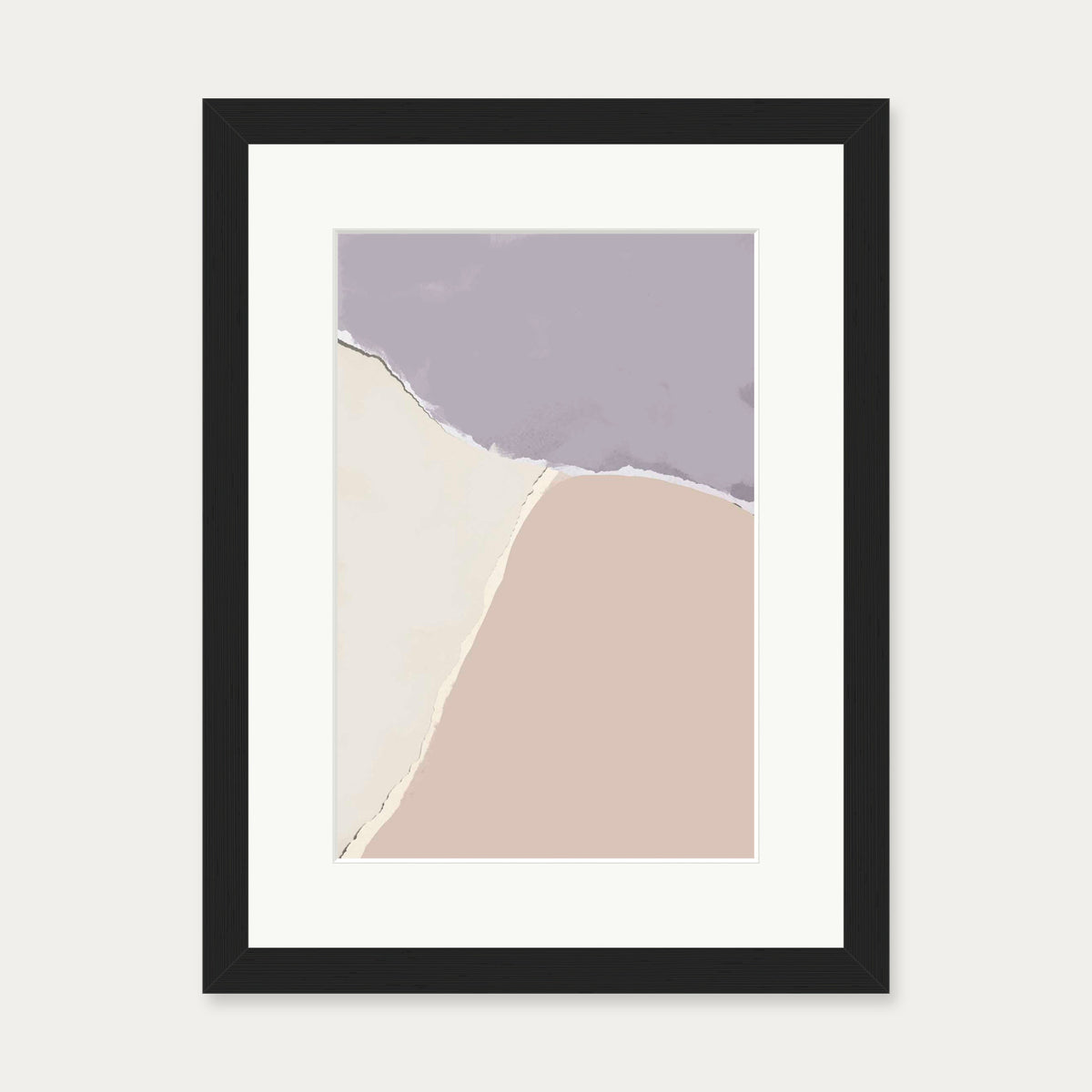 Lavender and Neutral Abstract Shapes Art Print — 30 x 40 cm — Black Frame