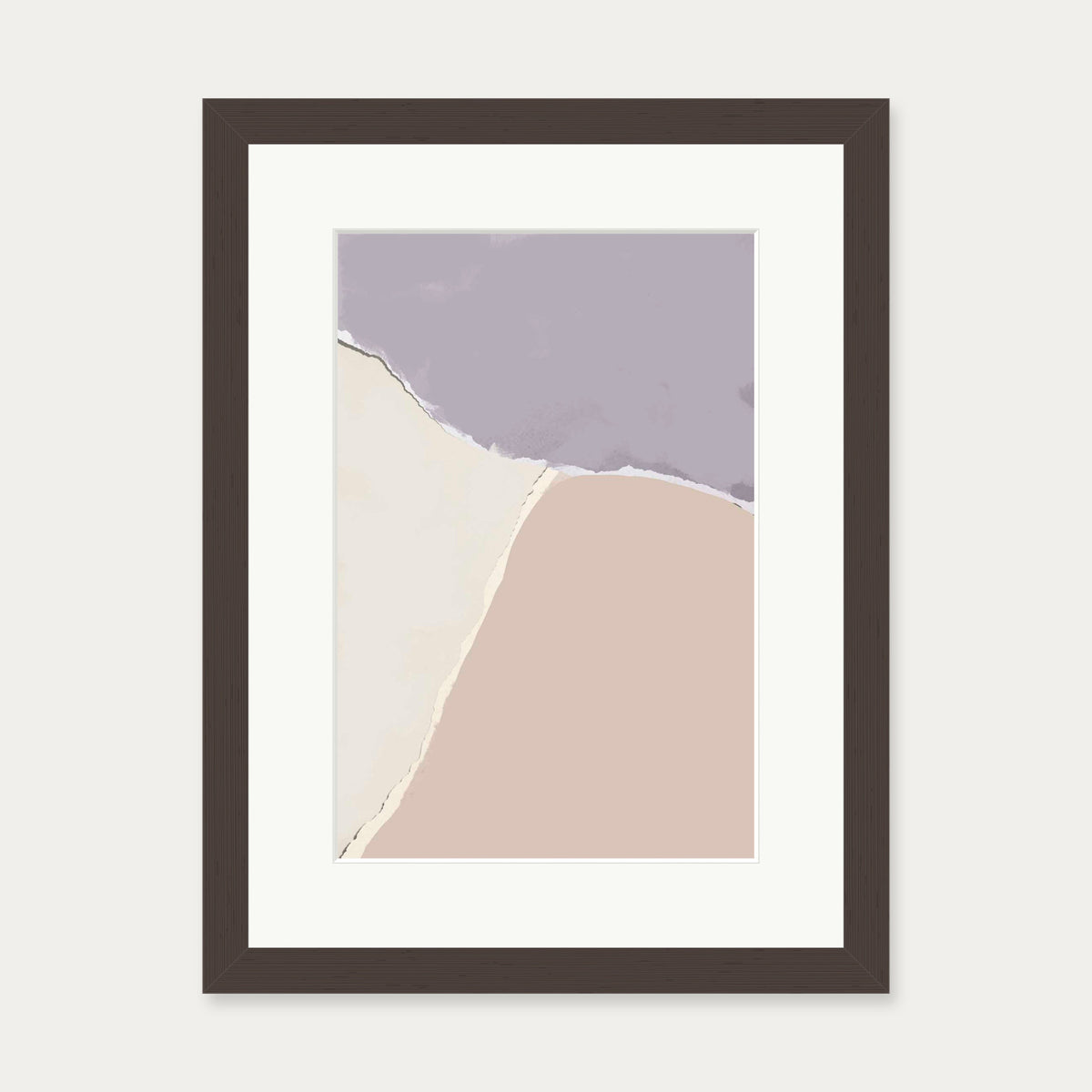 Lavender and Neutral Abstract Shapes Art Print — 30 x 40 cm — Brown Frame