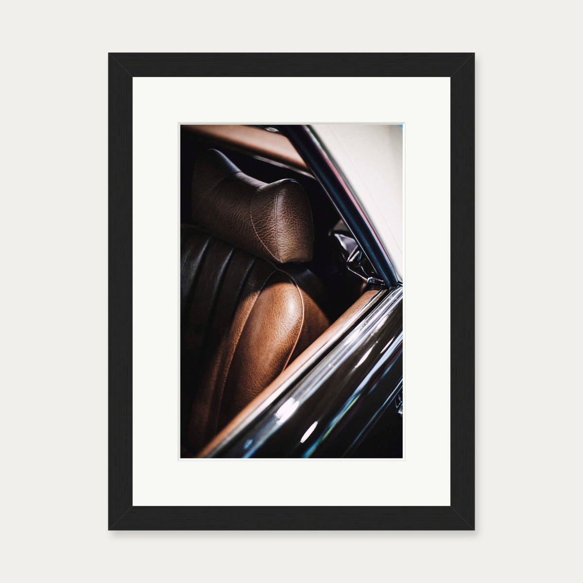 Leather Seat Wall Art Print — 30 x 40 cm — Black Frame