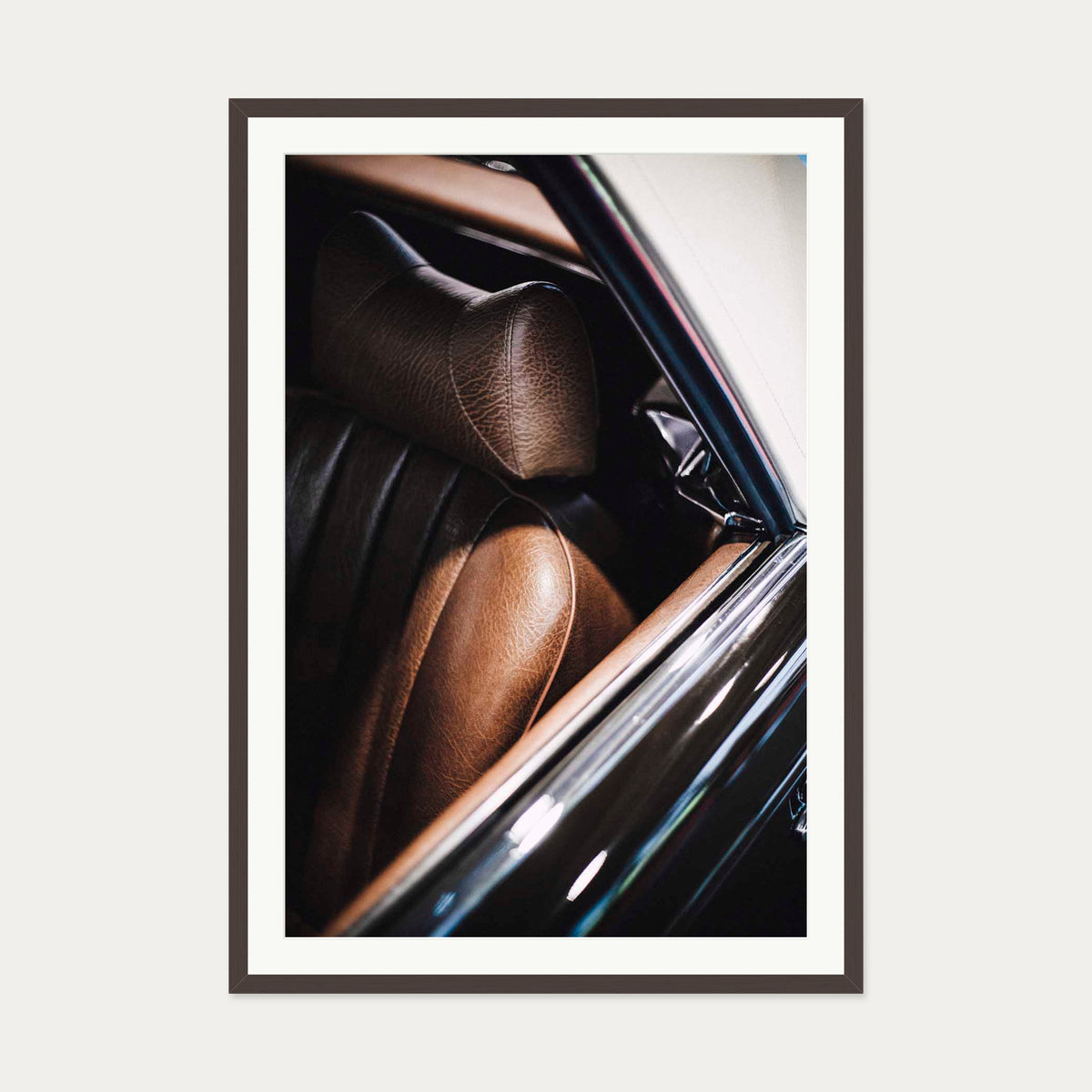 Leather Seat Wall Art Print — 70 x 100 cm — Brown Frame