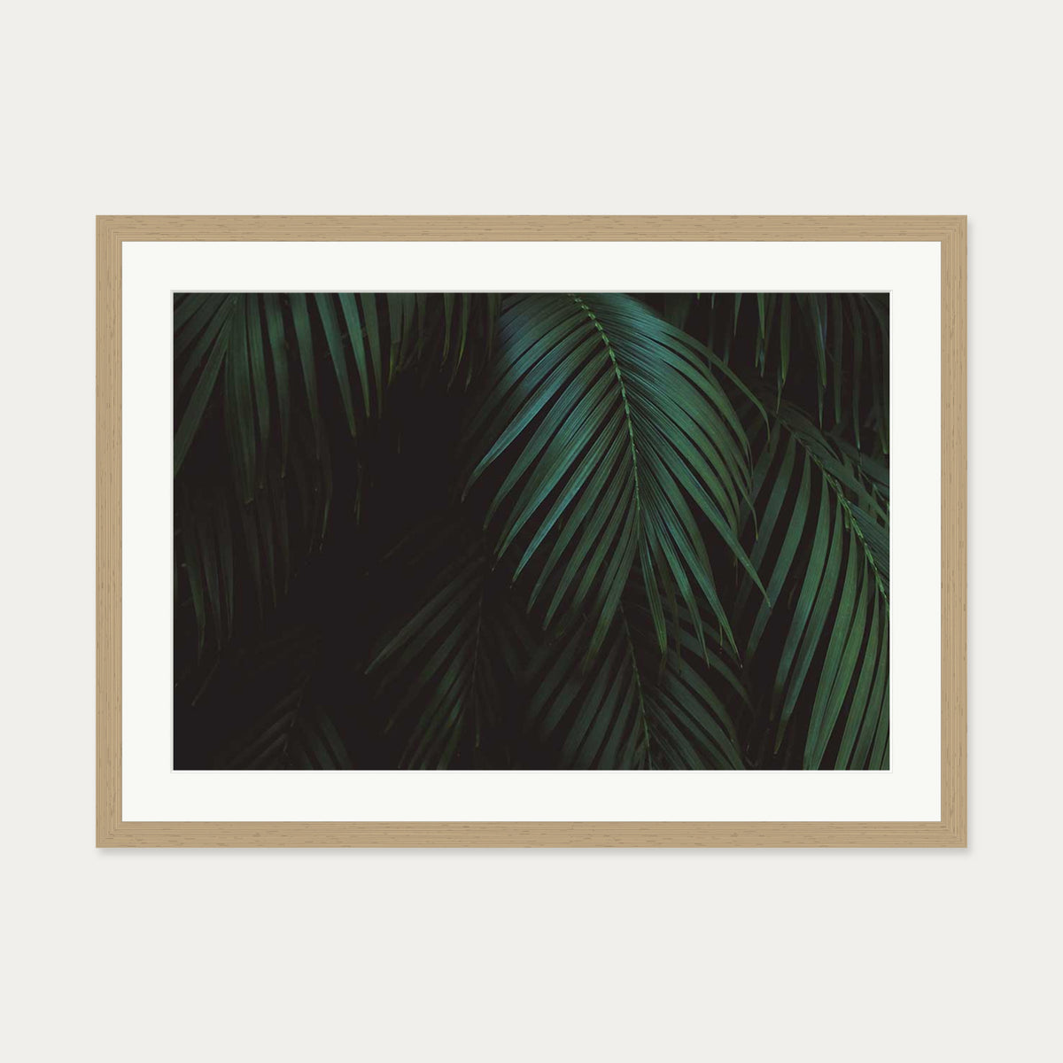 Leaves Portrait Wall Art Print — 50 x 70 cm — Oak Frame