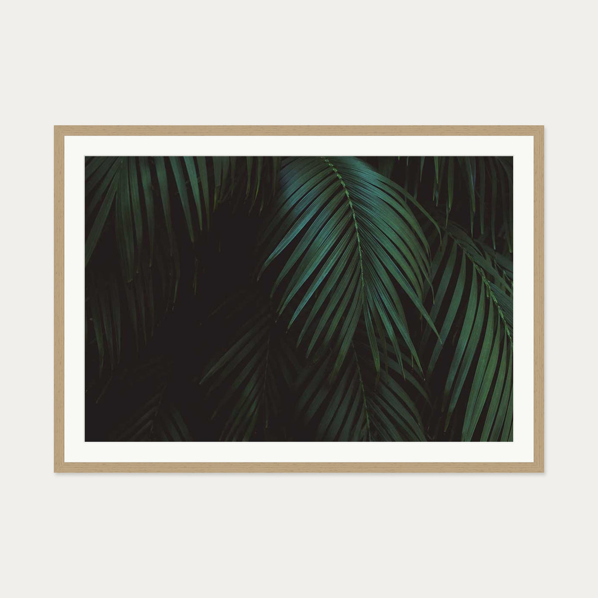 Leaves Portrait Wall Art Print — 70 x 100 cm — Oak Frame