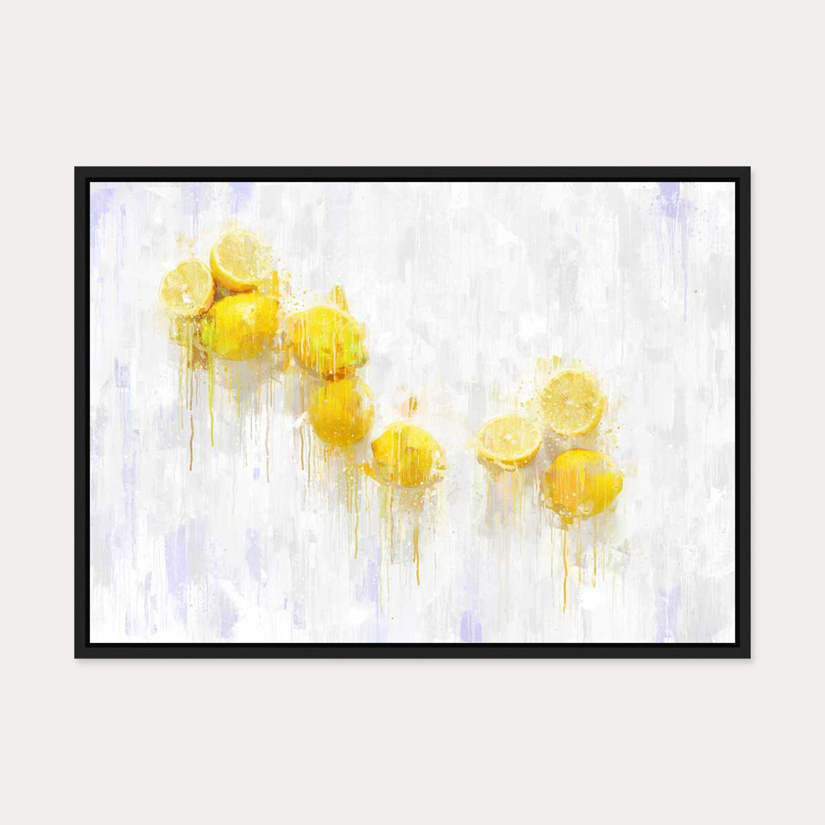 Lemons Still Life Fine Art Painting Canvas Art — 50 x 70 cm — Black Frame