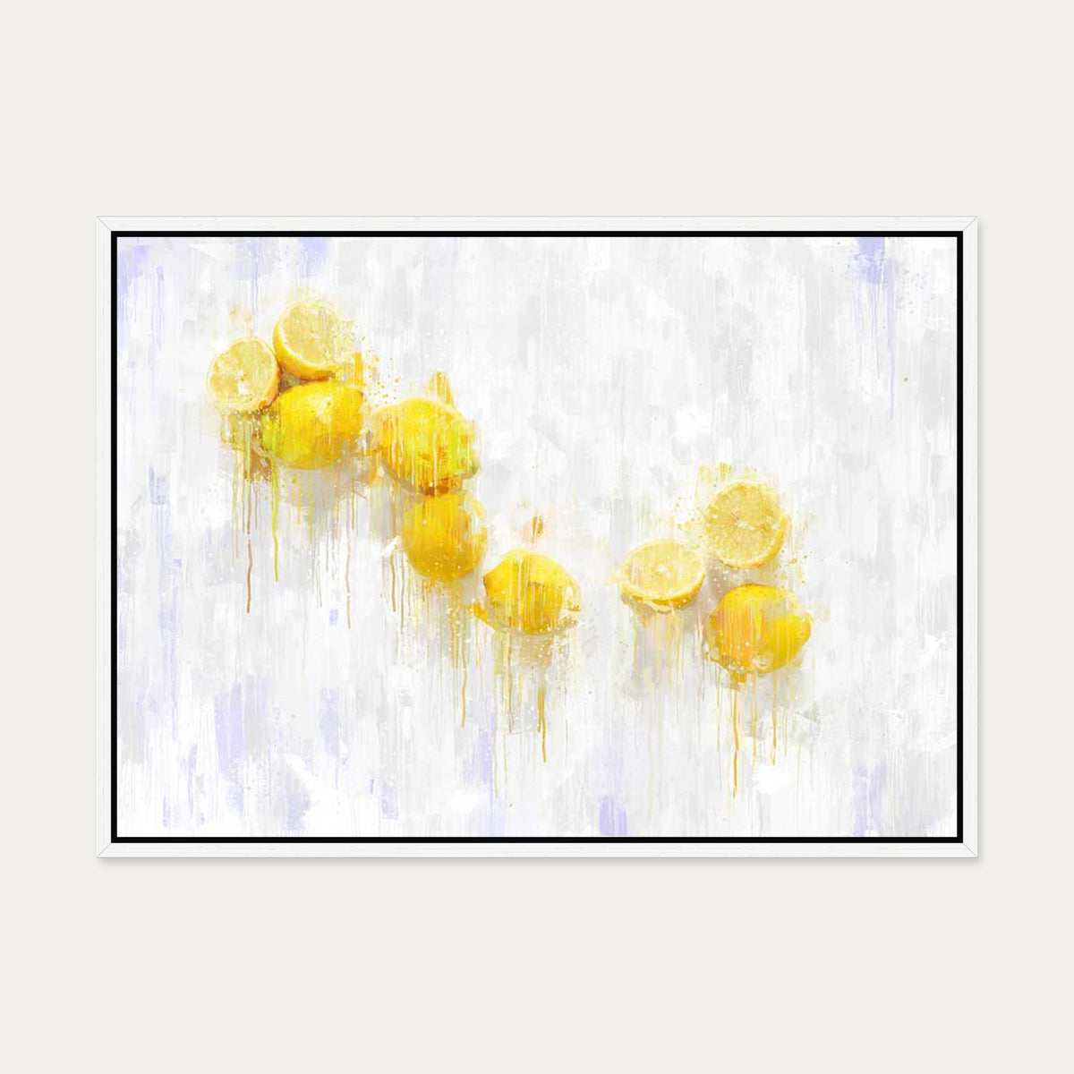 Lemons Still Life Fine Art Painting Canvas Art — 50 x 70 cm — White Frame