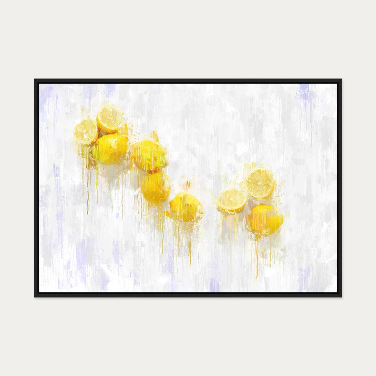 Lemons Still Life Fine Art Painting Canvas Art — 70 x 100 cm — Black Frame