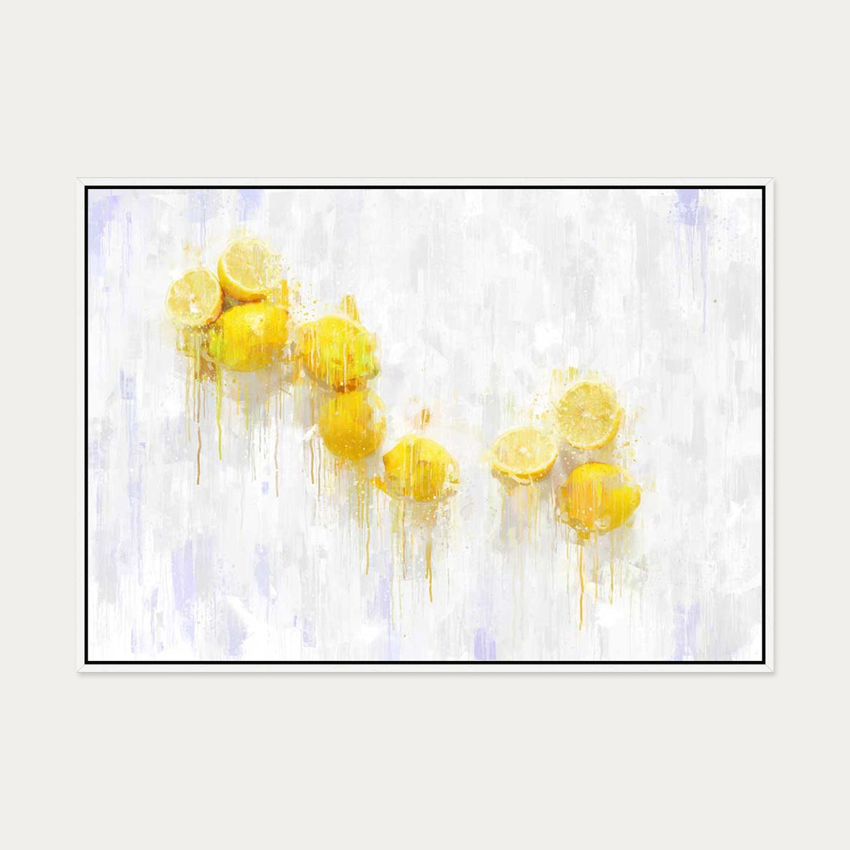 Lemons Still Life Fine Art Painting Canvas Art — 70 x 100 cm — White Frame
