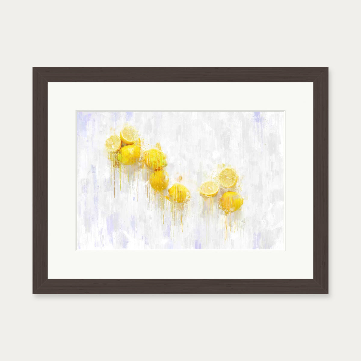 Lemons Still Life Art Print — 30 x 40 cm — Brown Frame