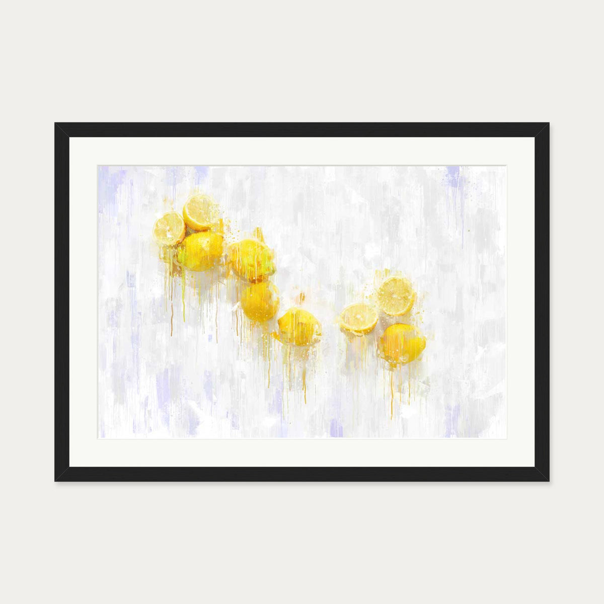 Lemons Still Life Art Print — 50 x 70 cm — Black Frame