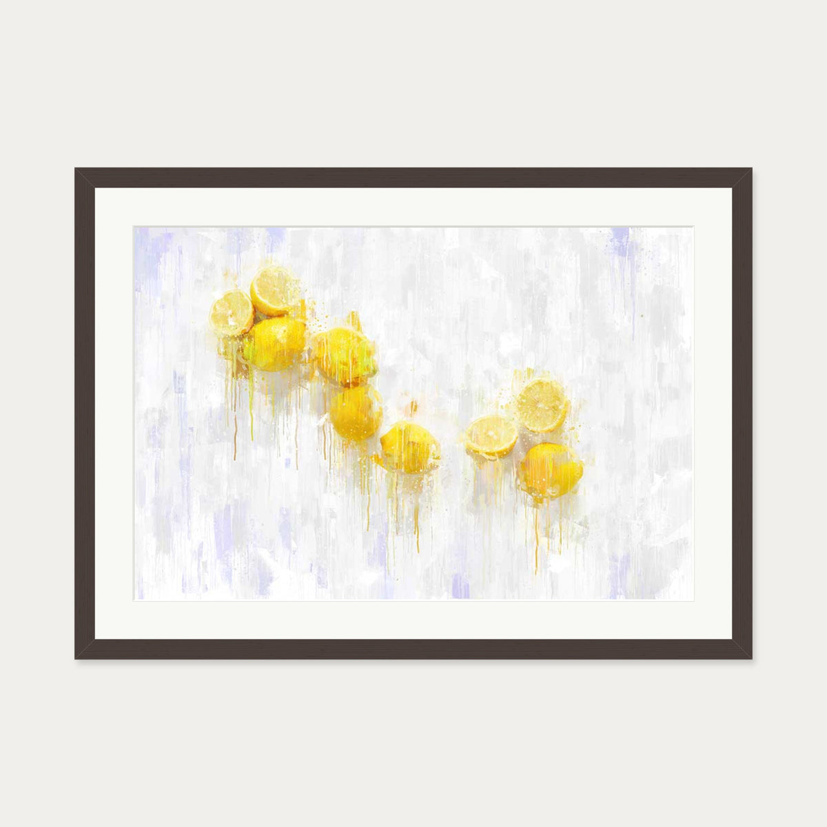 Lemons Still Life Art Print — 50 x 70 cm — Brown Frame