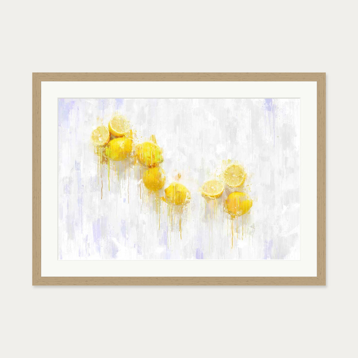 Lemons Still Life Art Print — 50 x 70 cm — Oak Frame