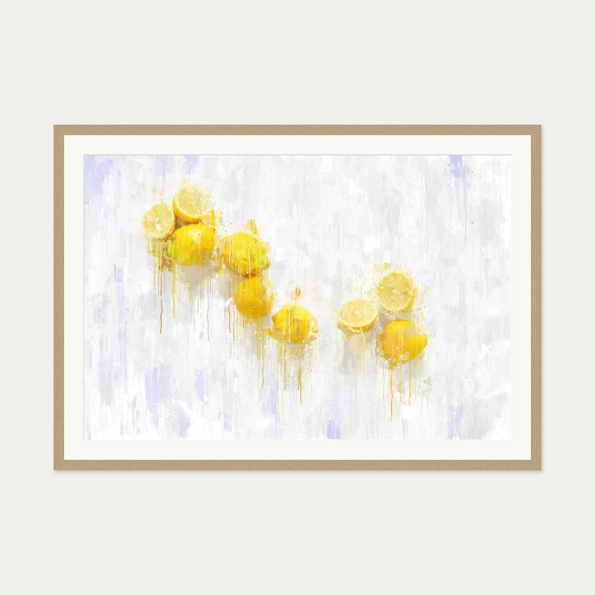 Lemons Still Life Art Print — 70 x 100 cm — Oak Frame