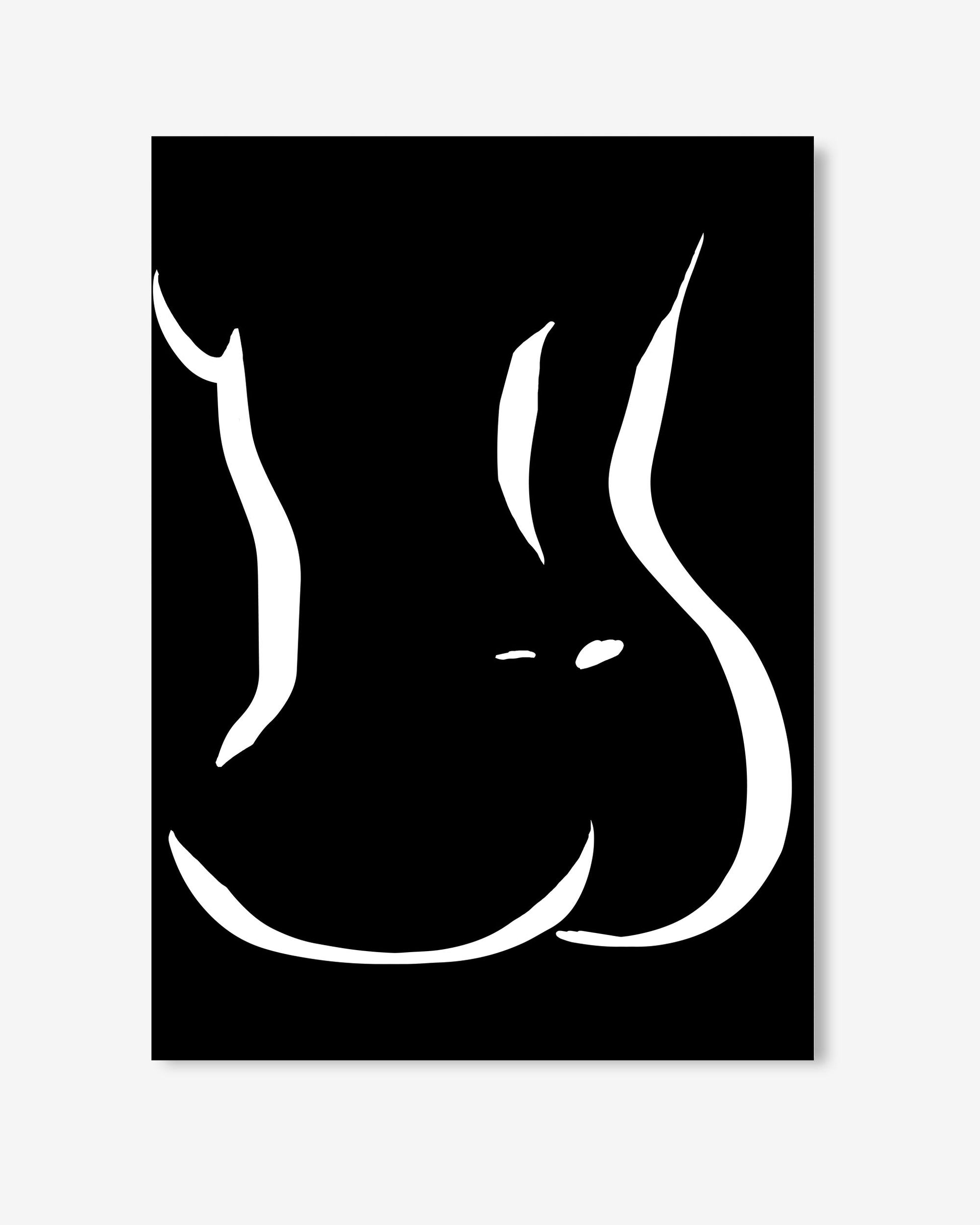 Black and white abstract design on a white background