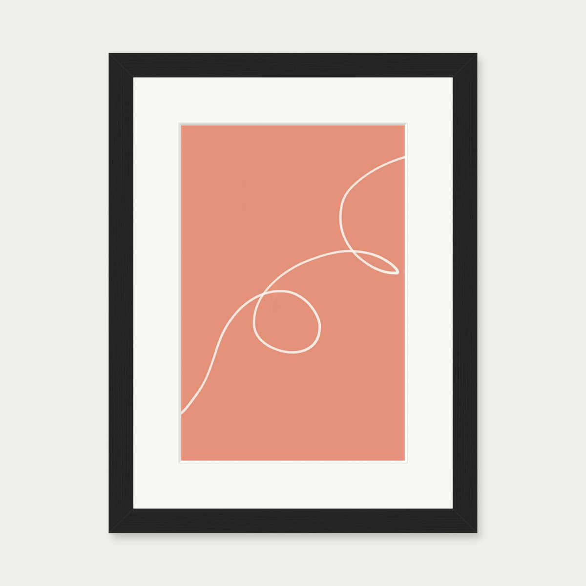 Line On Orange Art Print — 30 x 40 cm — Black Frame