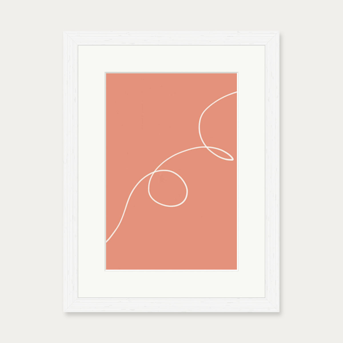 Line On Orange Art Print — 30 x 40 cm — White Frame