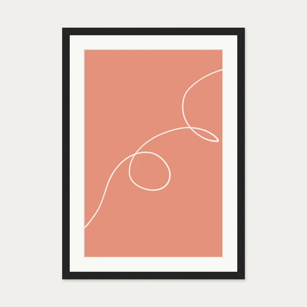 Line On Orange Art Print — 50 x 70 cm — Black Frame