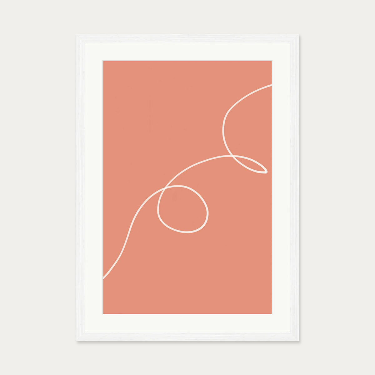 Line On Orange Art Print — 50 x 70 cm — White Frame