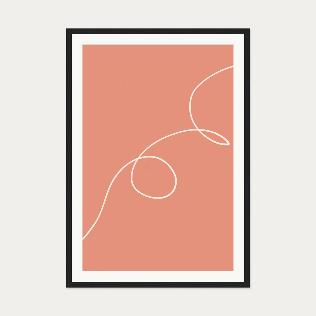 Line On Orange Art Print — 70 x 100 cm — Black Frame