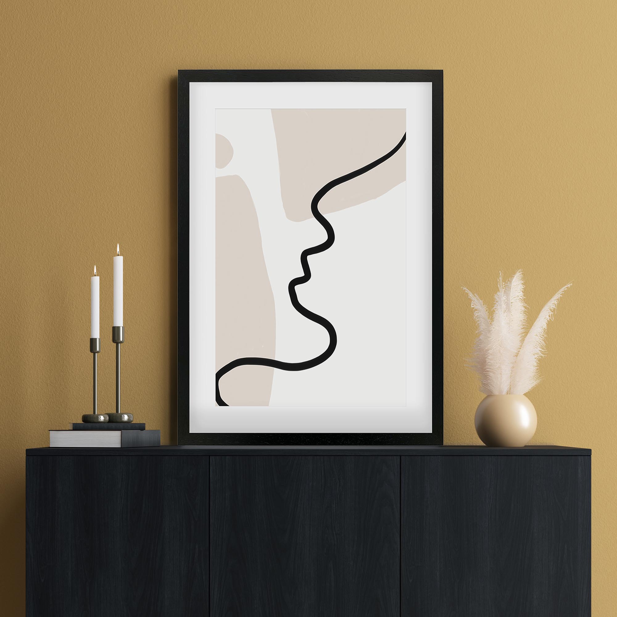 Neutral Figurative Lines Framed Art
