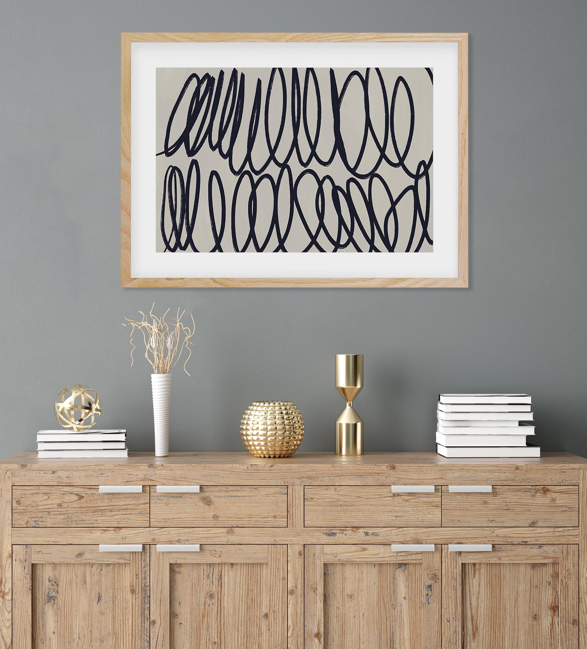 Curved Black Lines II Framed Art