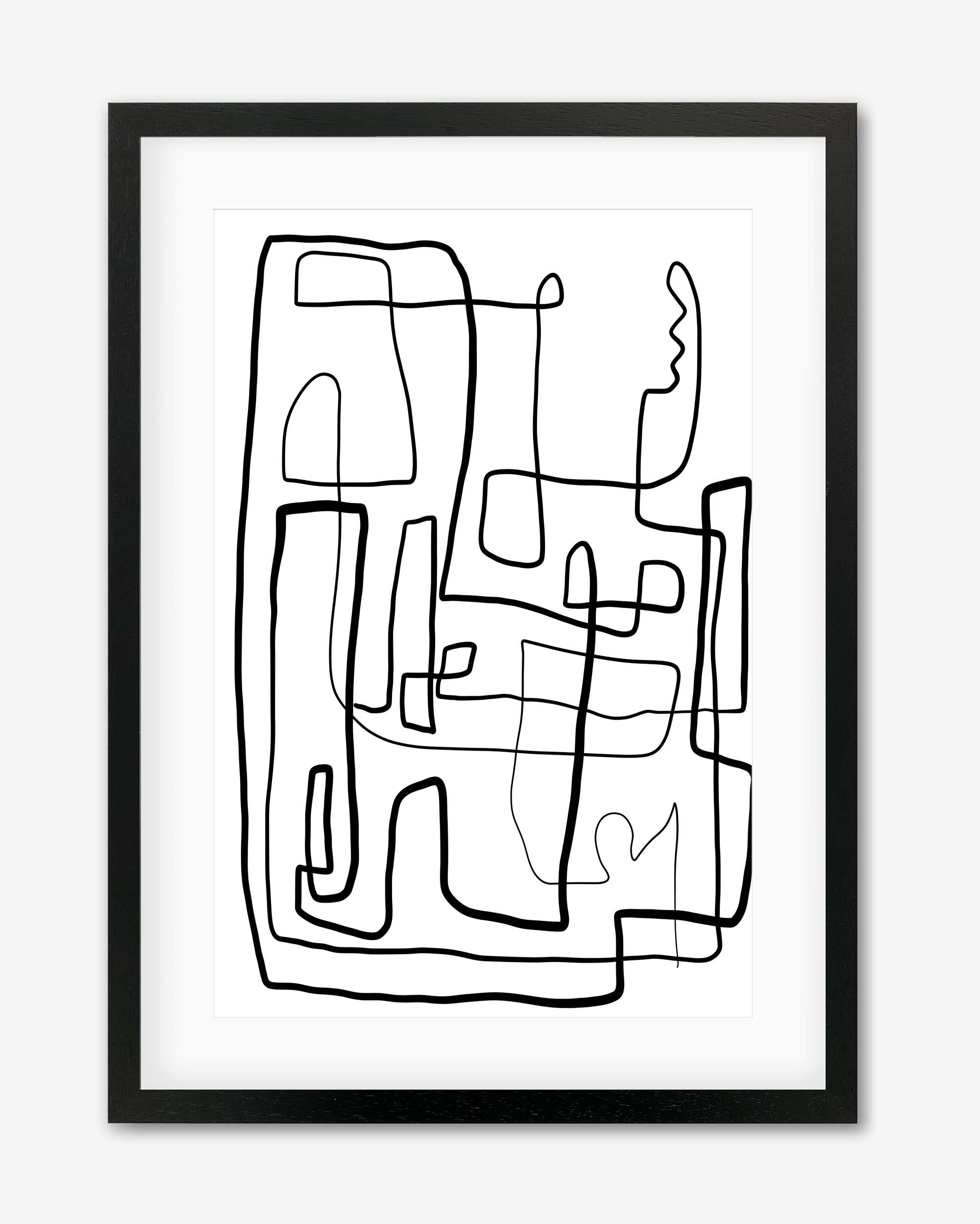 Labyrinth Line Drawing Framed Art