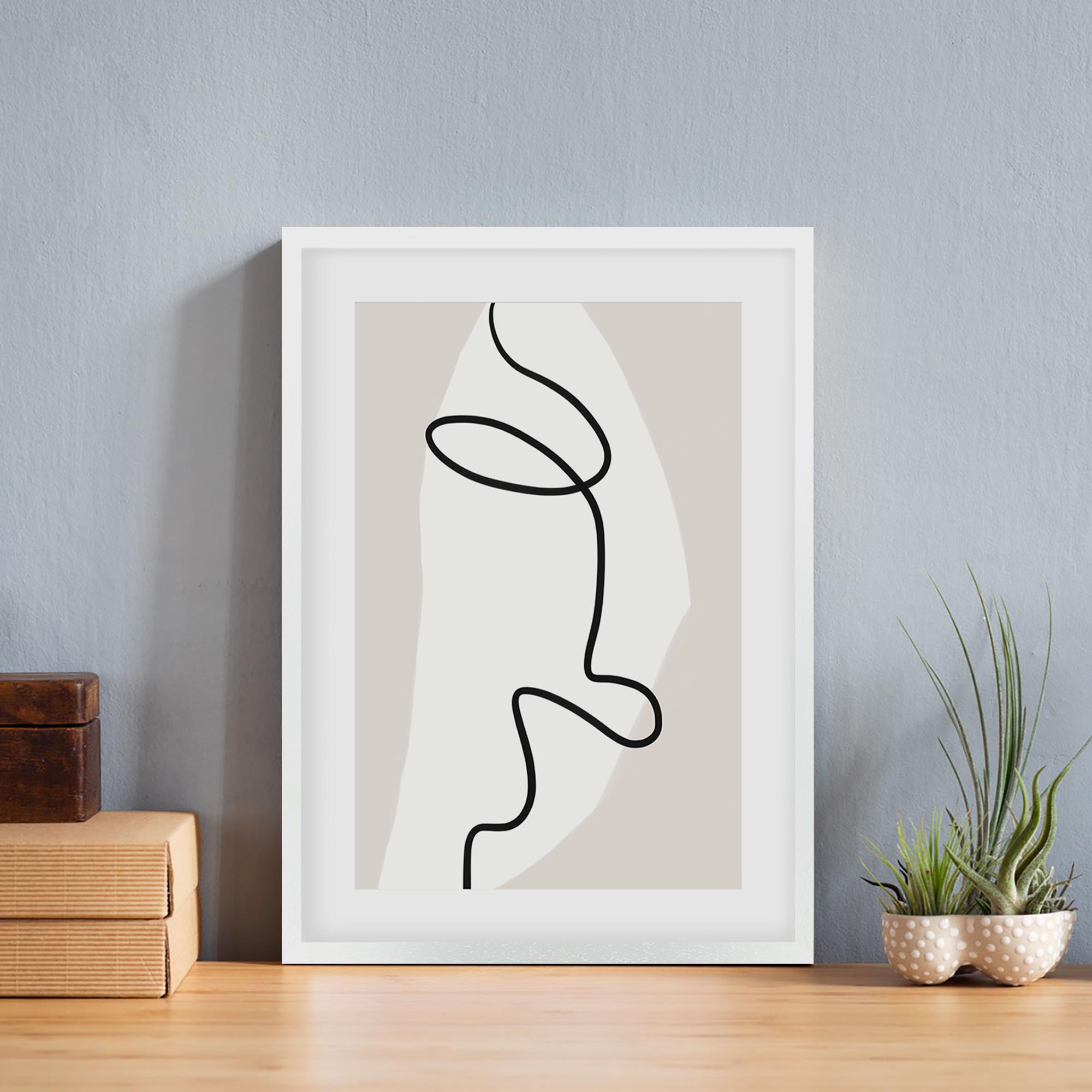 Abstract Face Line Framed Art
