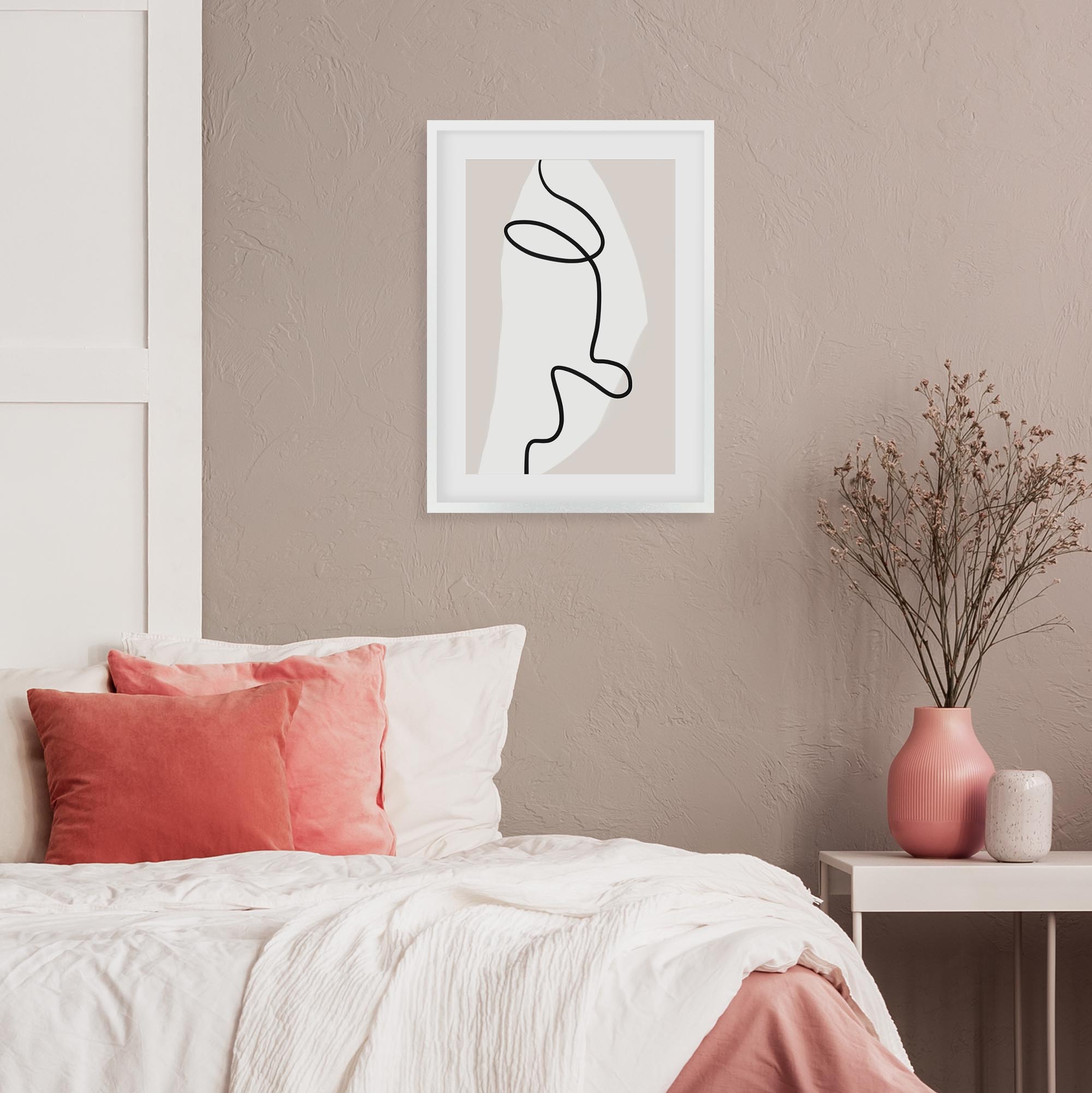 Abstract Face Line Framed Art