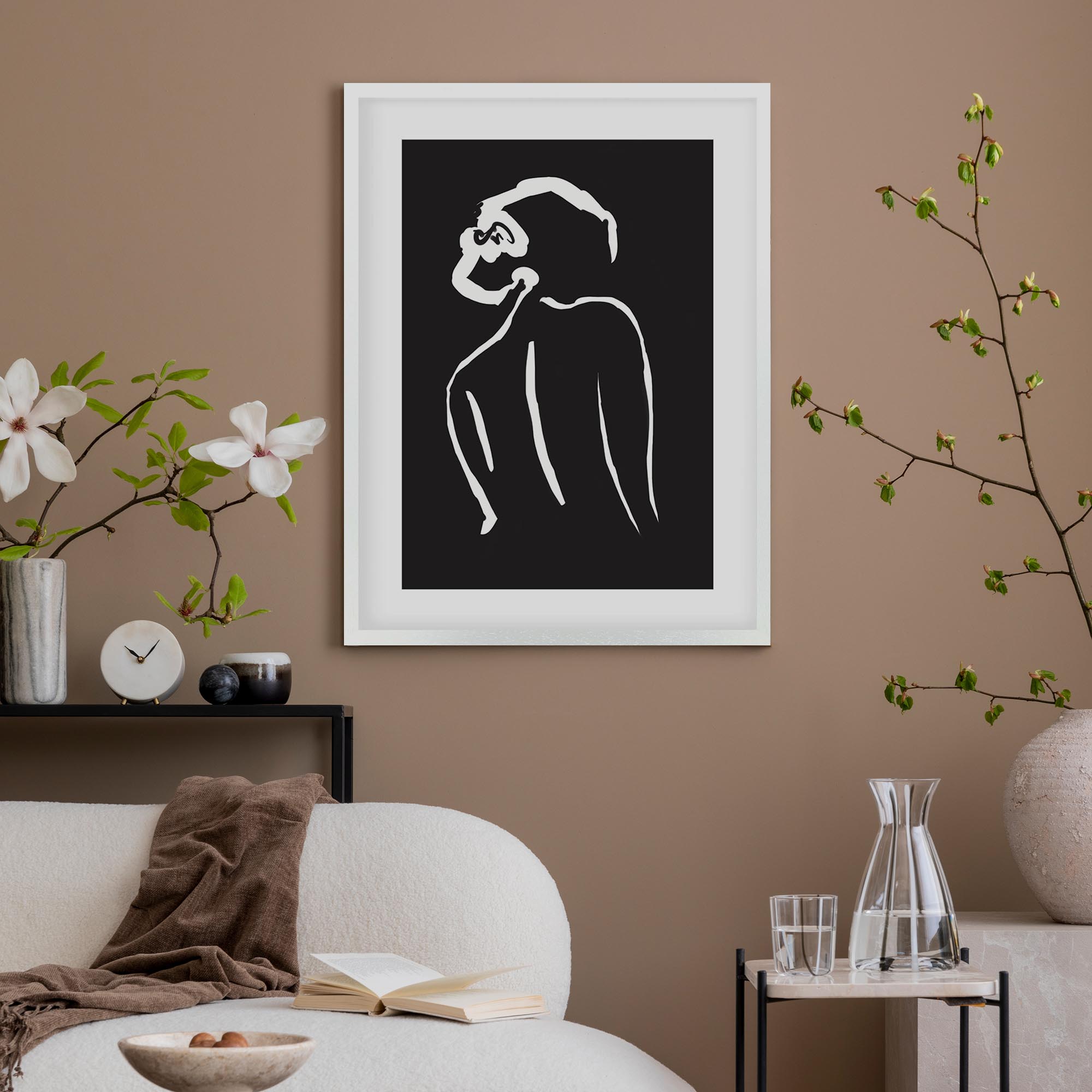 Black & White Nude Drawing Framed Art