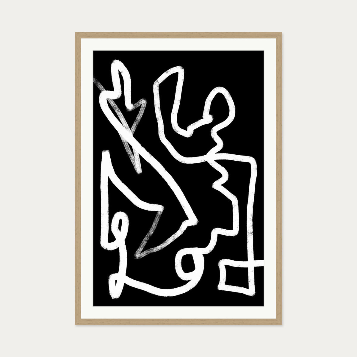 Lines In Movement Art Print — 70 x 100 cm — Oak Frame