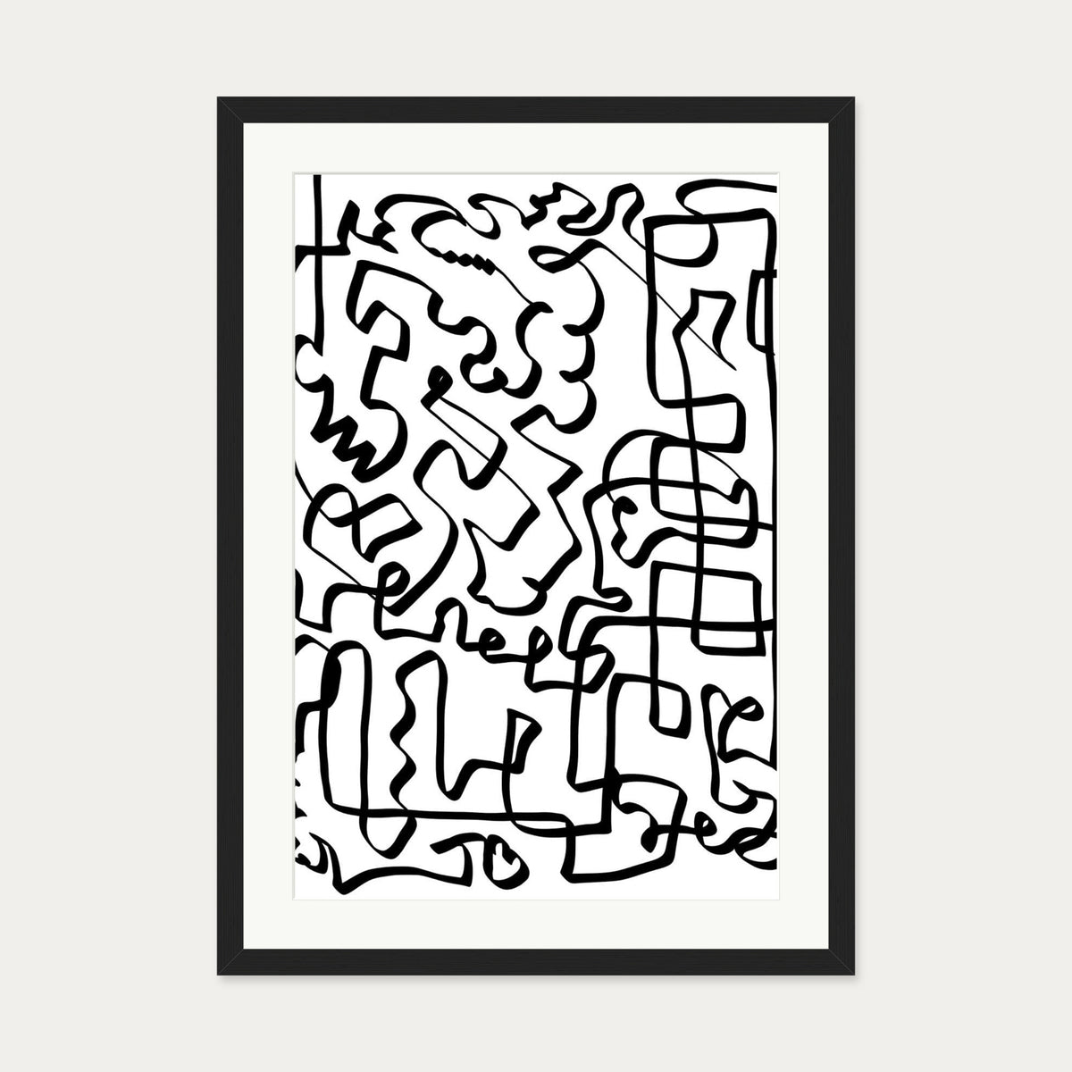 Lines Of The Maze Abstract Art Print — 50 x 70 cm — Black Frame
