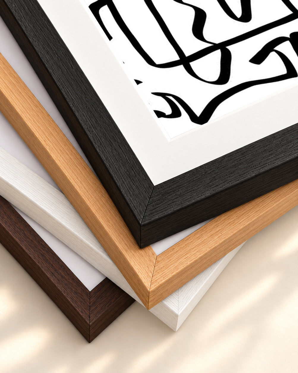 Lines Of The Maze Abstract Art Print — framed print corner with 5 cm mount and bevel